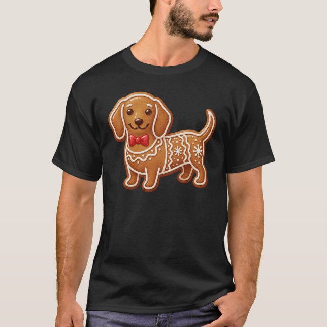 Camiseta Dachshund Christmas Gingerbread holiday winter sea (Frente)