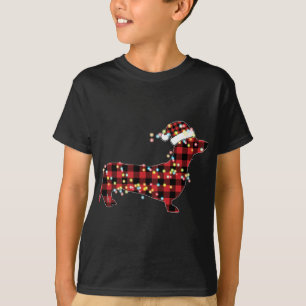 Camiseta Dachshund Christmas Red Xadrez Buffalo Pajamas Xma