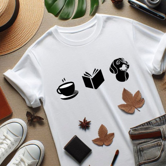 Camiseta Dachshund Coffee Book presente para doglover (Dachshund love, book, coffe, all i need to life)