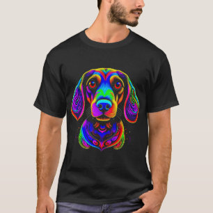 Camiseta Dachshund Colorido Brilhante Cachorro Psicodélico