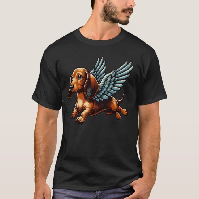 Camiseta Dachshund com Cachorros Retro Trabalho de arte com (Frente)