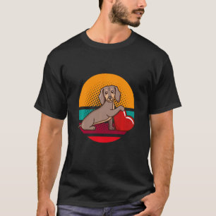 Camiseta Dachshund Com Meio Sensor De Coração
