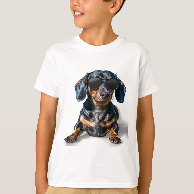 Camiseta Dachshund Com Óculos De Sol (Frente)
