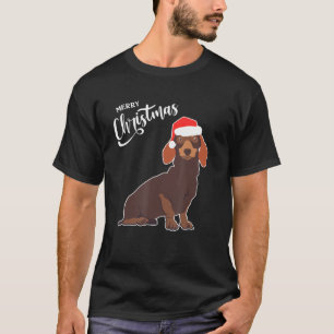 Camiseta Dachshund Com Papai Noel Feliz Cão De Natal
