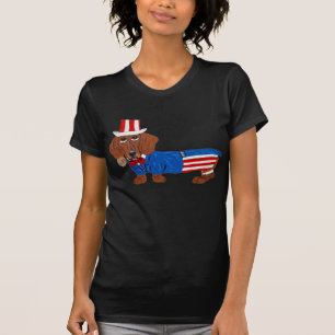Camiseta Dachshund com traje do Tio Sam