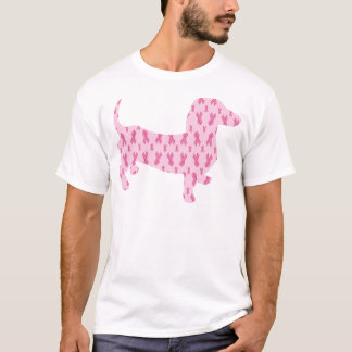 Camiseta Dachshund cor-de-rosa da fita