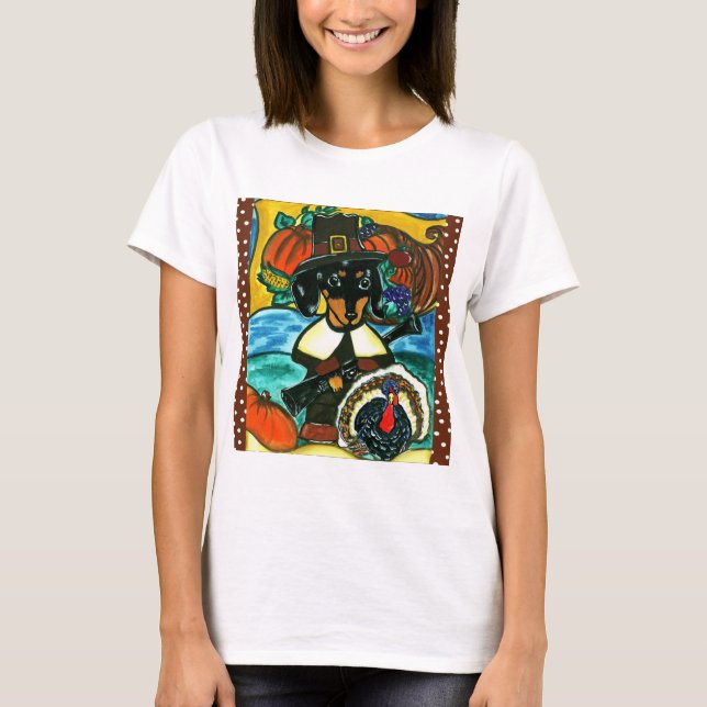 Camiseta Dachshund de Ação de Graças (Frente)