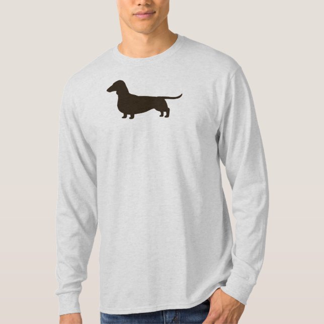 Camiseta Dachshund de cabelo liso da silhueta | do cão do (Frente)
