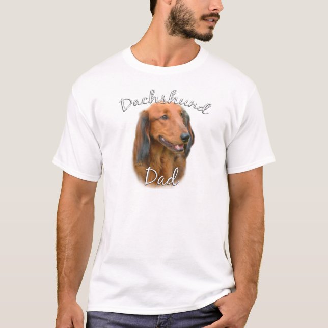 Camiseta Dachshund (de cabelos longos) Pai 2 (Frente)