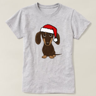Camiseta Dachshund de Chocolate Papai Noel Cachorro Wiener
