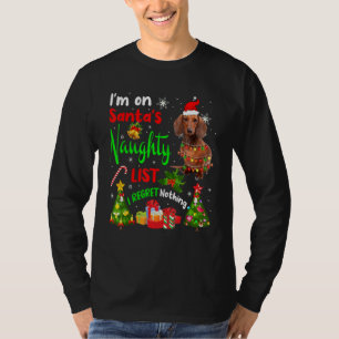 Camiseta Dachshund de Natal Estou Na Lista de Travessos do