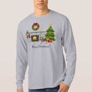 Camiseta Dachshund de pelo curto Chocolate e Marrom - Natal