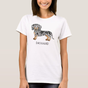 Camiseta Dachshund de pelo curto manchado preto e bronze &