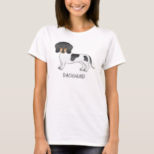 Camiseta Dachshund de pelo curto piebald preto e bronzeado 
