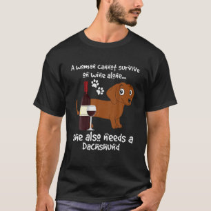 Camiseta Dachshund Decor Dachshund Cão Mãe Bebida Vinho Mis