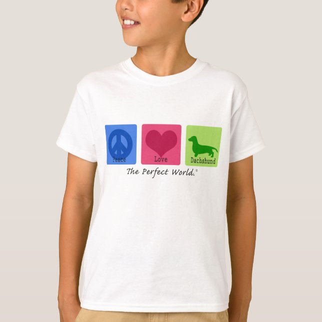 Camiseta Dachshund do amor da paz (Frente)