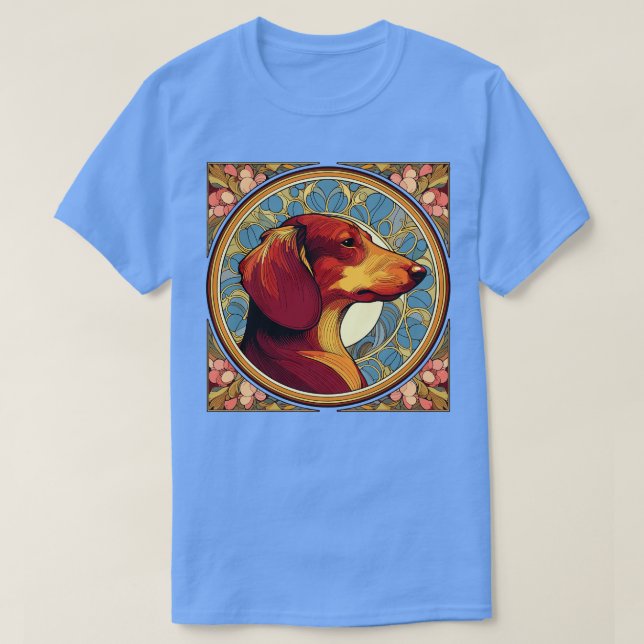 Camiseta Dachshund Dog Art Nouveau Style (Frente do Design)