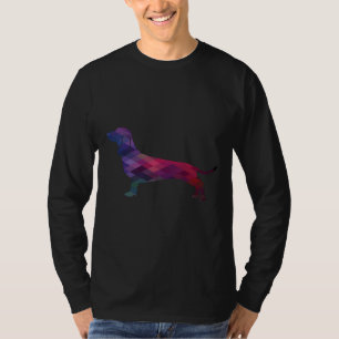 Camiseta Dachshund Dog Bree Silhouette Padrão Geométrico I