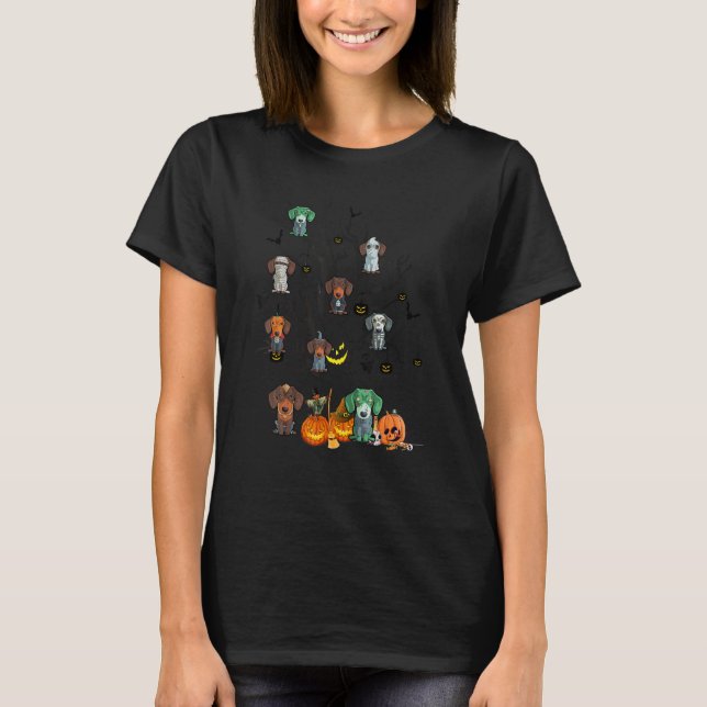 Camiseta Dachshund Dog Happy Halloweiner Halloween Pumpkin  (Frente)
