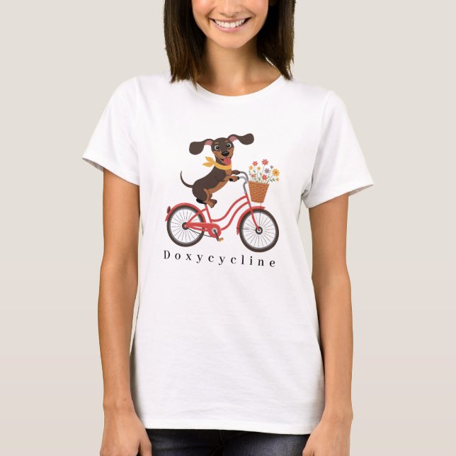 Camiseta Dachshund Dog On Bike Doxycycline Cycling (Frente)