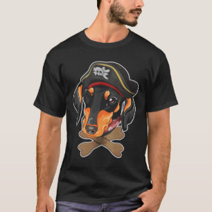 Camiseta Dachshund Dog Pirata Dia de as Bruxas engraçado C