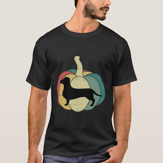 Camiseta Dachshund Dog Pumpkin Retro Christian Halloween Da (Frente)