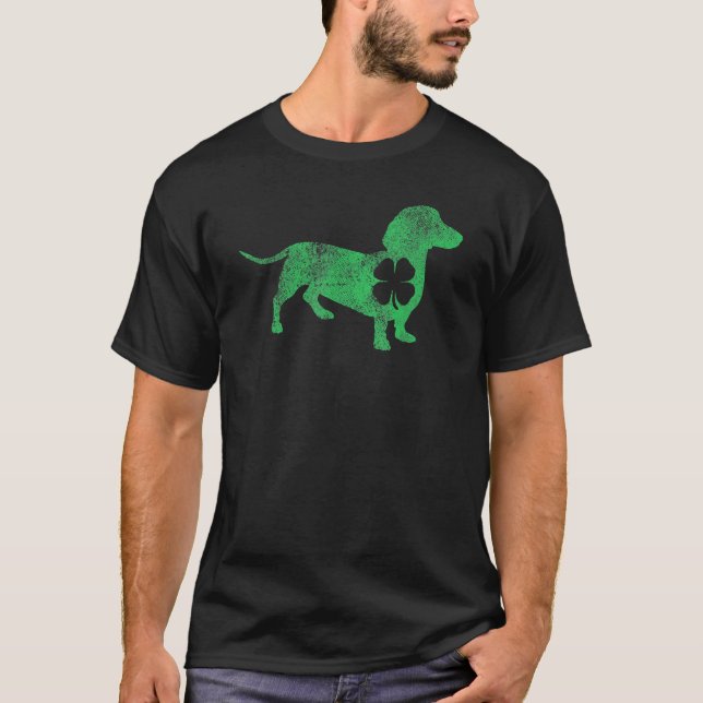 Camiseta Dachshund Dog Shamrock Dia de São Patrício Padd (Frente)