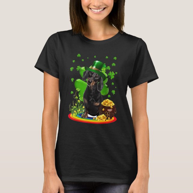 Camiseta Dachshund Dog Shamrock St Patricks Day Dog Irish G (Frente)
