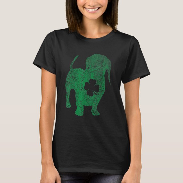 Camiseta Dachshund Dog Shamrock St Patrick's Day Saint Padd (Frente)