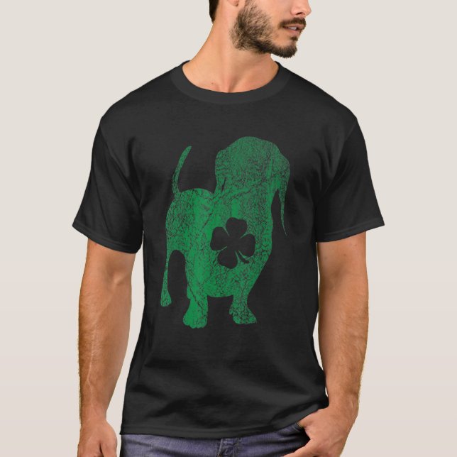 Camiseta Dachshund Dog Shamrock St Patrick's Day Saint Padd (Frente)