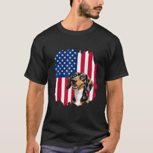 Camiseta Dachshund Dog US American Flag Patriótico 4 de jul