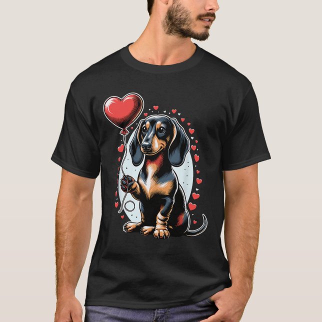 Camiseta Dachshund Dog Valentine's Day Dog Owner Valentine  (Frente)