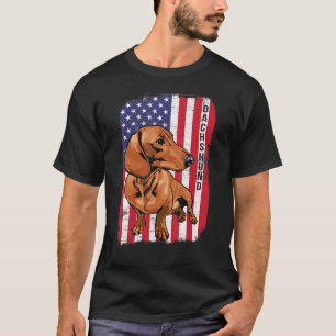 Camiseta Dachshund Dog with US Flag Feliz 4 de julho americ