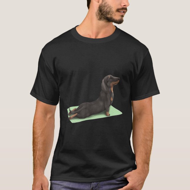 Camiseta Dachshund Dog Yoga Meditação de Dose Zen Exe (Frente)