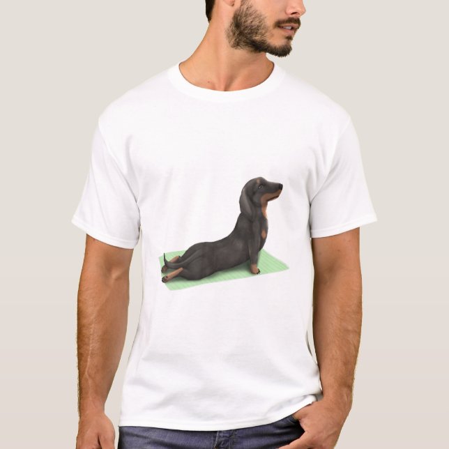 Camiseta Dachshund Dog Yoga Meditação de Dose Zen Exe (Frente)