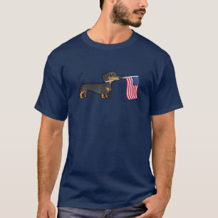 Camiseta Dachshund, Dono da American Flag Doxie Wiener