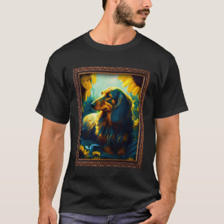 Camiseta Dachshund Doxie De Longa Altura Pintando Flor De S