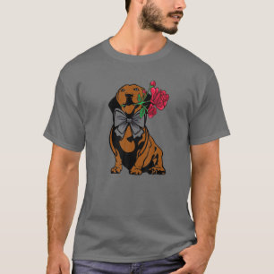 Camiseta Dachshund Doxie Mãe Pai Rosa Flor A Dachshu