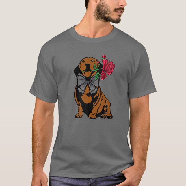 Camiseta Dachshund Doxie Mãe Pai Rosa Flor A Dachshu (Frente)