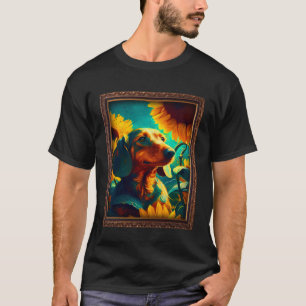 Camiseta Dachshund Doxie Weenie Pintura Flor De Girassol M