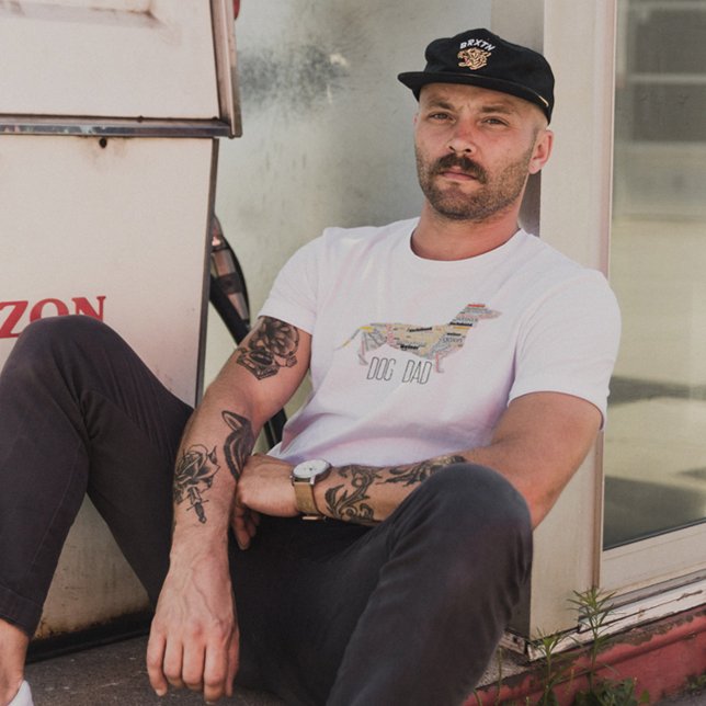 Camiseta Dachshund Doxin Doxie Wiener Dog Pai Retro Grunge (Criador carregado)