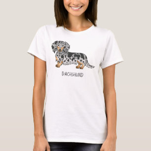 Camiseta Dachshund E Texto De Cabelo Longo E Preto