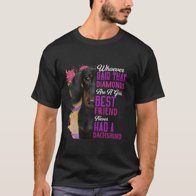 Camiseta Dachshund É Uma Menina, Melhor Amiga, Cachorro Eng (Frente)