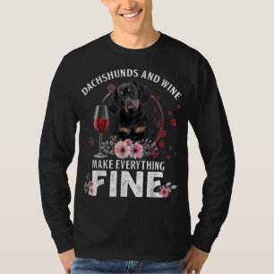 Camiseta Dachshund E Vinho Fazem Tudo Beber Vinho
