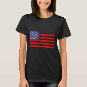 Camiseta Dachshund Engraçado Bandeira EUA 4 De Julho Patrió