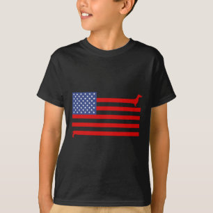 Camiseta Dachshund Engraçado Bandeira EUA 4 De Julho Patrió