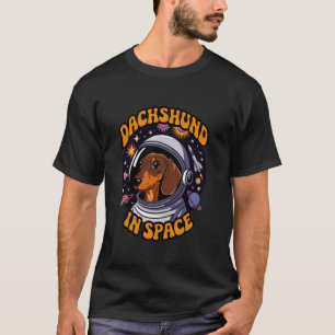 Camiseta Dachshund Engraçado no Espaço Design Crianças Cach