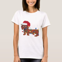 Dachshund Enroscado Em Luzes De Natal 