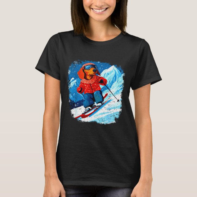 Camiseta Dachshund esqui  (Frente)