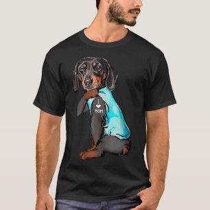Camiseta Dachshund Eu Amo Mamãe Engraçado Dachshund Tatuado